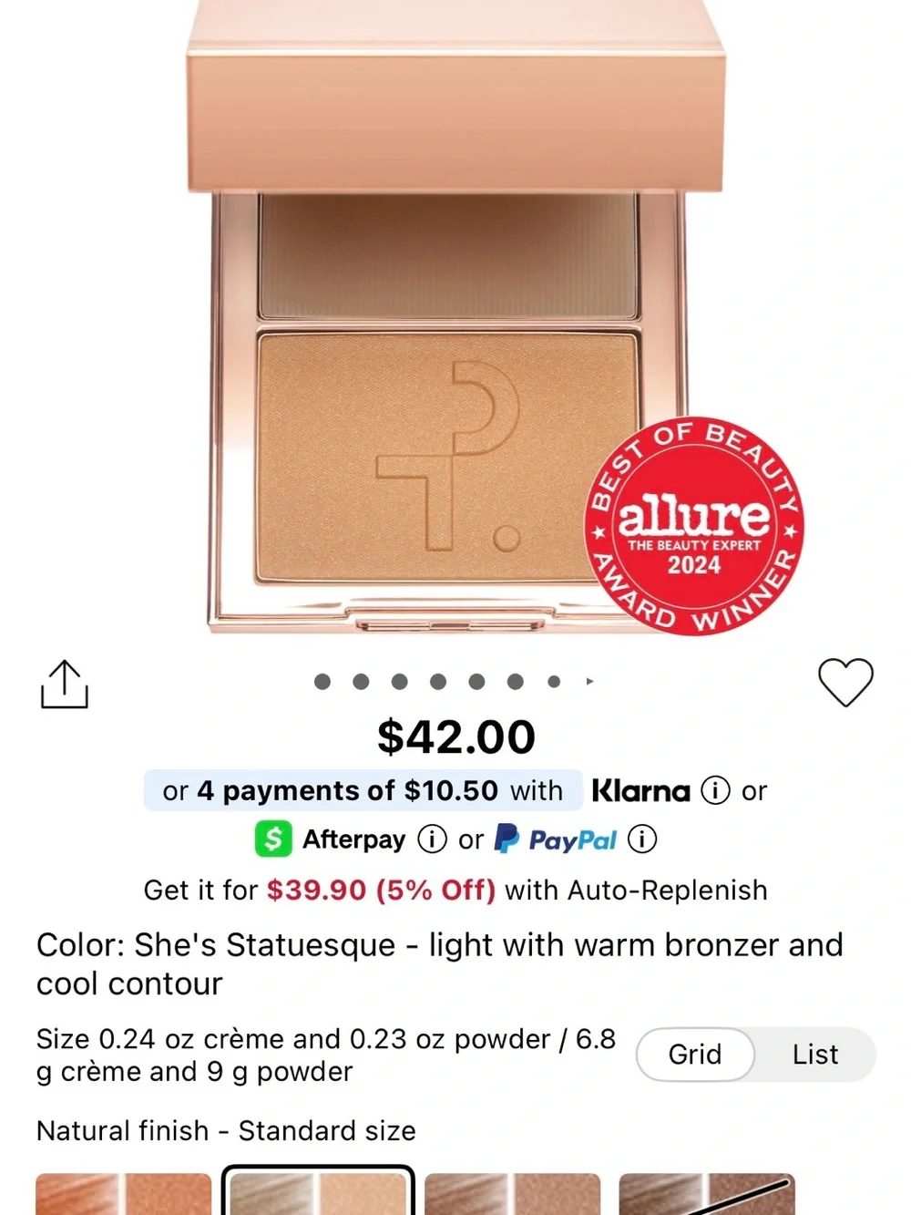 NIB Patrick Ta She's Statuesque Light Warm Bronzer & Cool Contour Duo